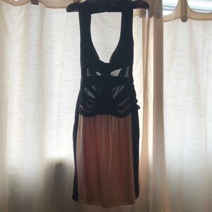 NWT Narciso Rodriguez Black and Blush Pink Corset Evening Dress EU 44
